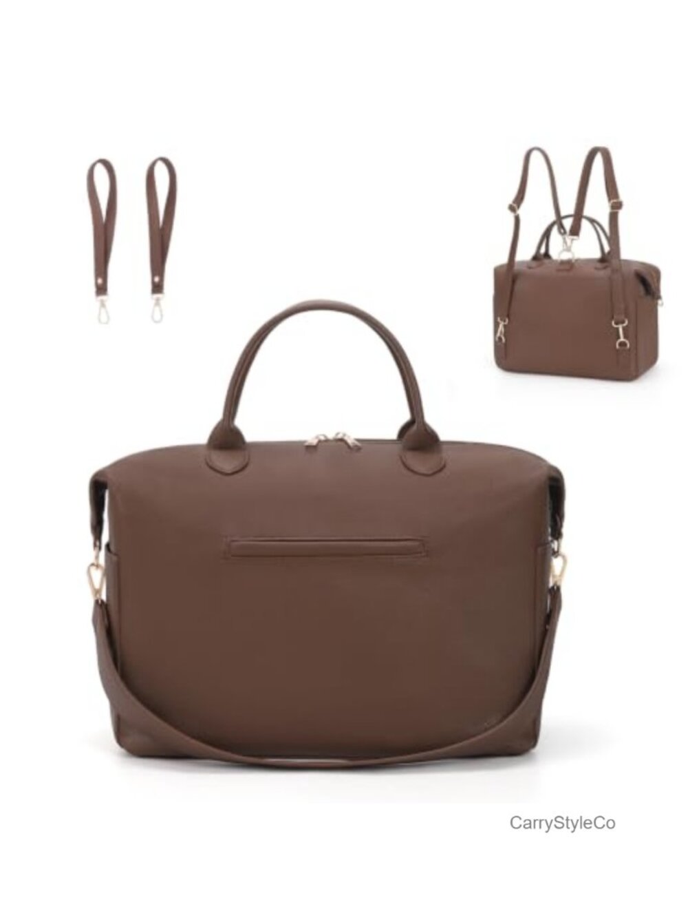 Convertible Vegan Leather Diaper Bag Tote Backpack Multi-Pocket
